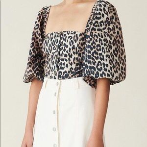 NWT GANNI leopard print top.
